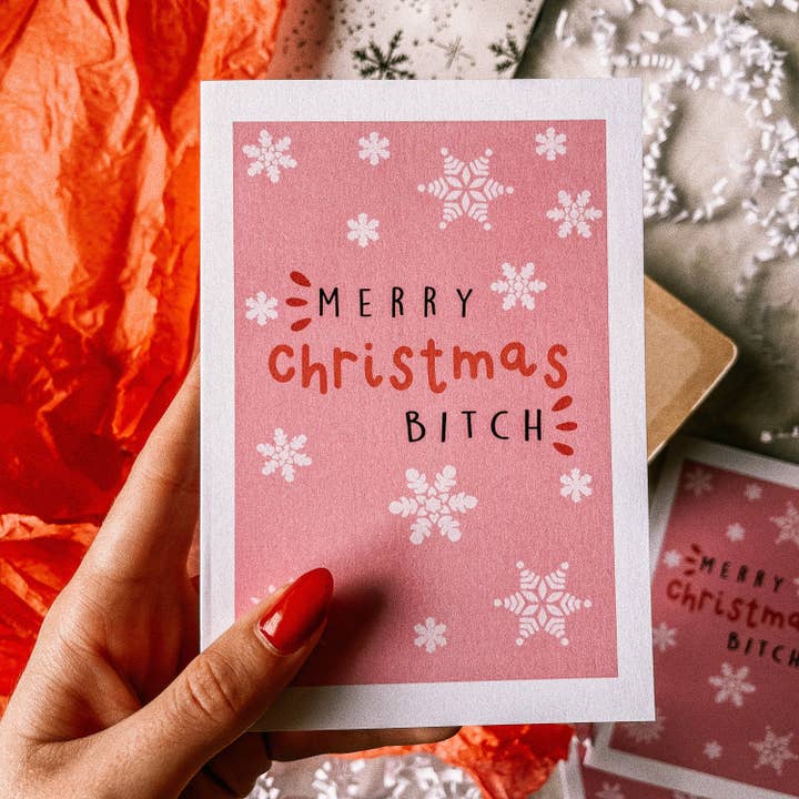 Merry Christmas Bitch | Best Friend Christmas Card | Rude for wholesale by BrollyWeather