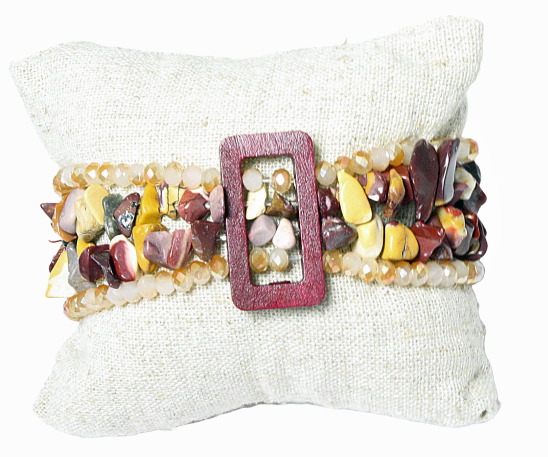 Ciao Bella Jewelry Inc - Vendita all'ingrosso Bracciale con perline - Braccialetto elasticizzato con pietre preziose rettangolari multifilo6