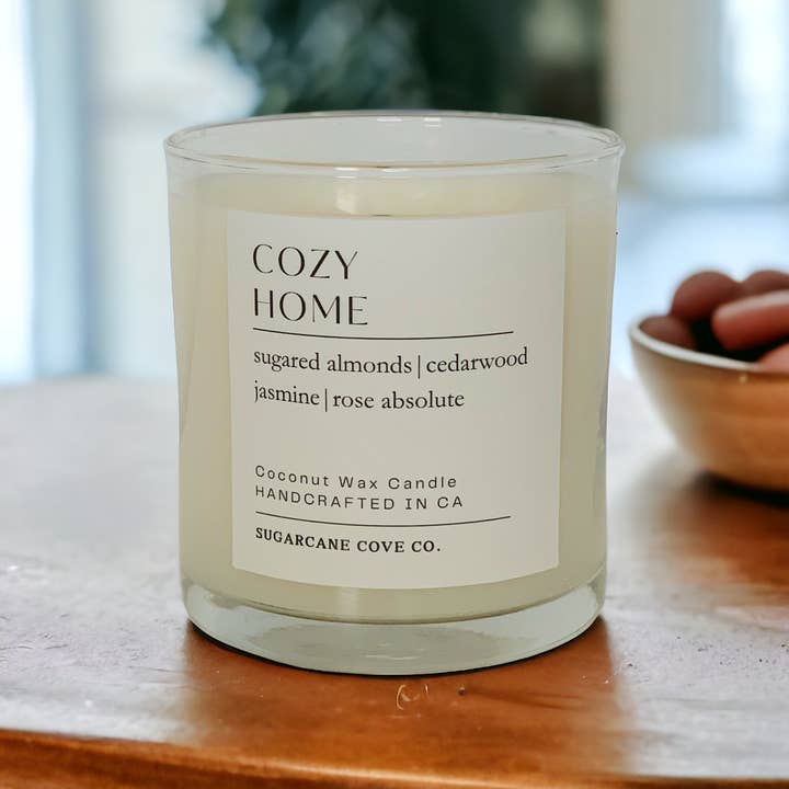 Sugarcane Cove Company - Wholesale Jar/Filled Candle - COZY HOME | sugared almonds, cedar, jasmine