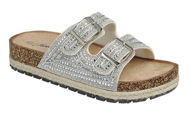 Andrea Bijoux – Großhandel Sandalen – Damen – Espadrille-Basis aus Kork mit glänzender Schnalle1
