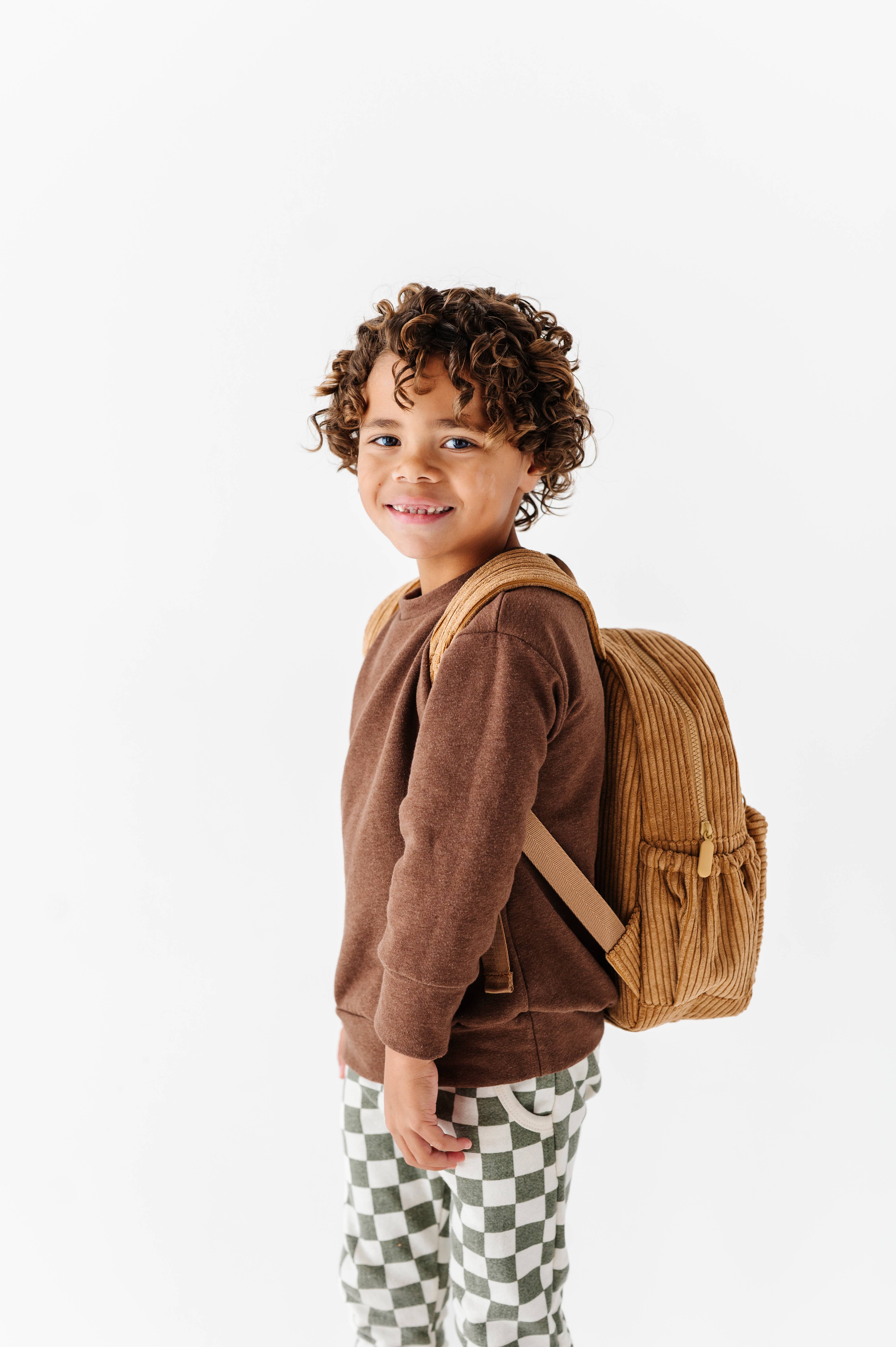 Big Little Wish - Wholesale Backpack - Kids - The Play Date Mini Backpack- Camel Corduroy5