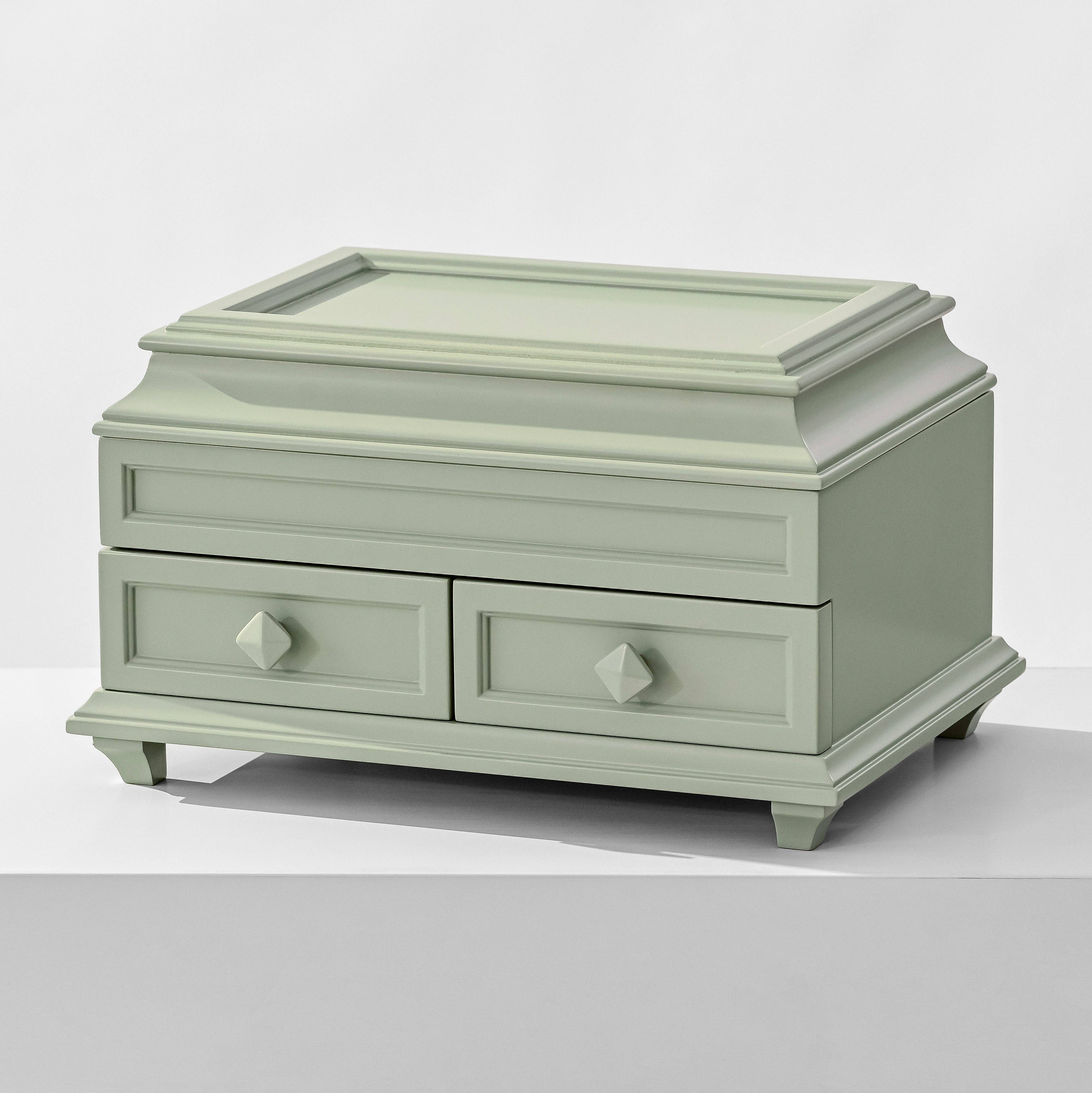 Arlo Belle LLC - Wholesale Jewelry Box/Organizer - Classic Jewelry Box with Mirror, Drawers, and Diamond Handle0