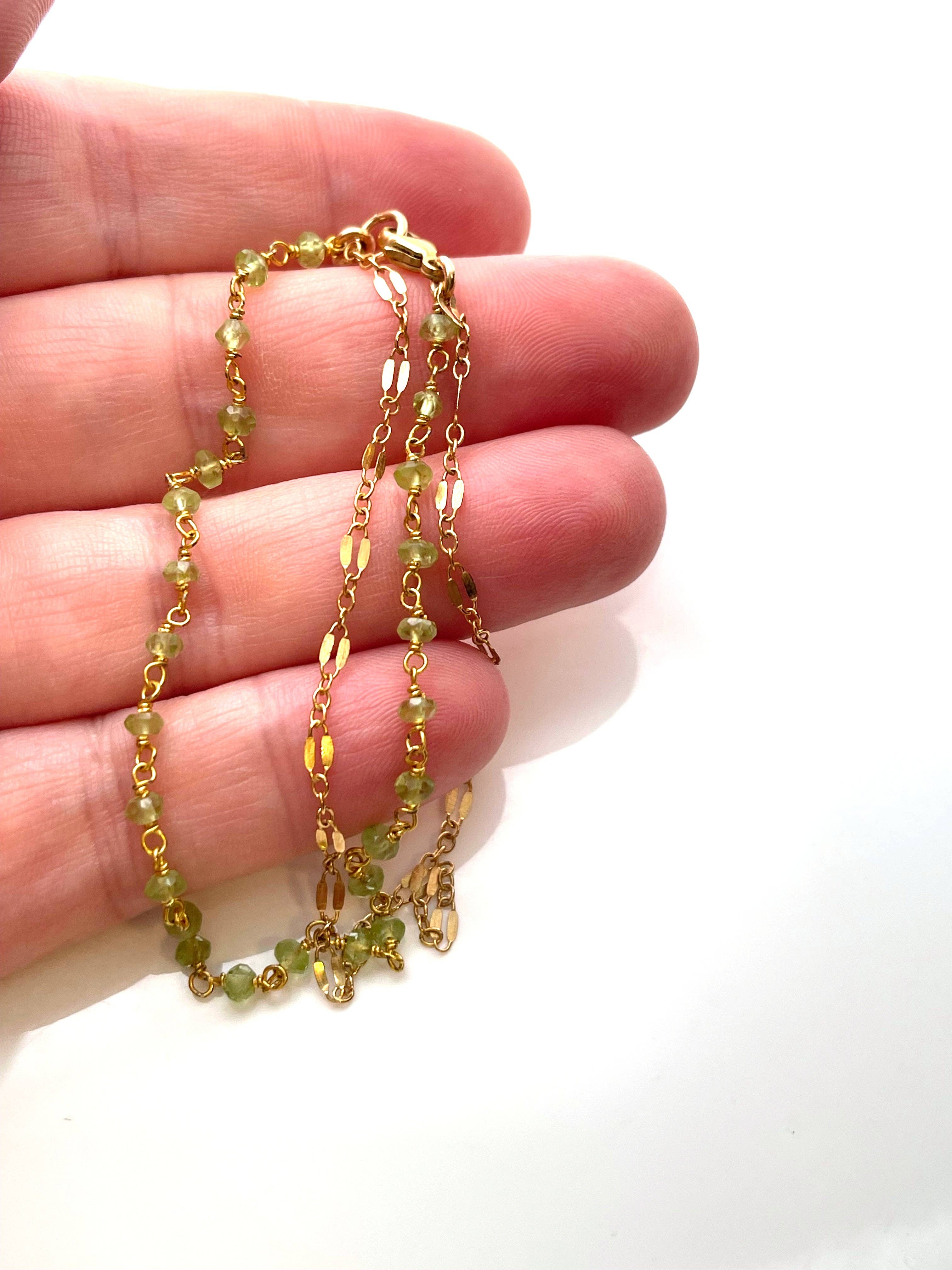 CY Design Studio - Wholesale Link & chain bracelet - Peridot Dual Chain Bracelet2