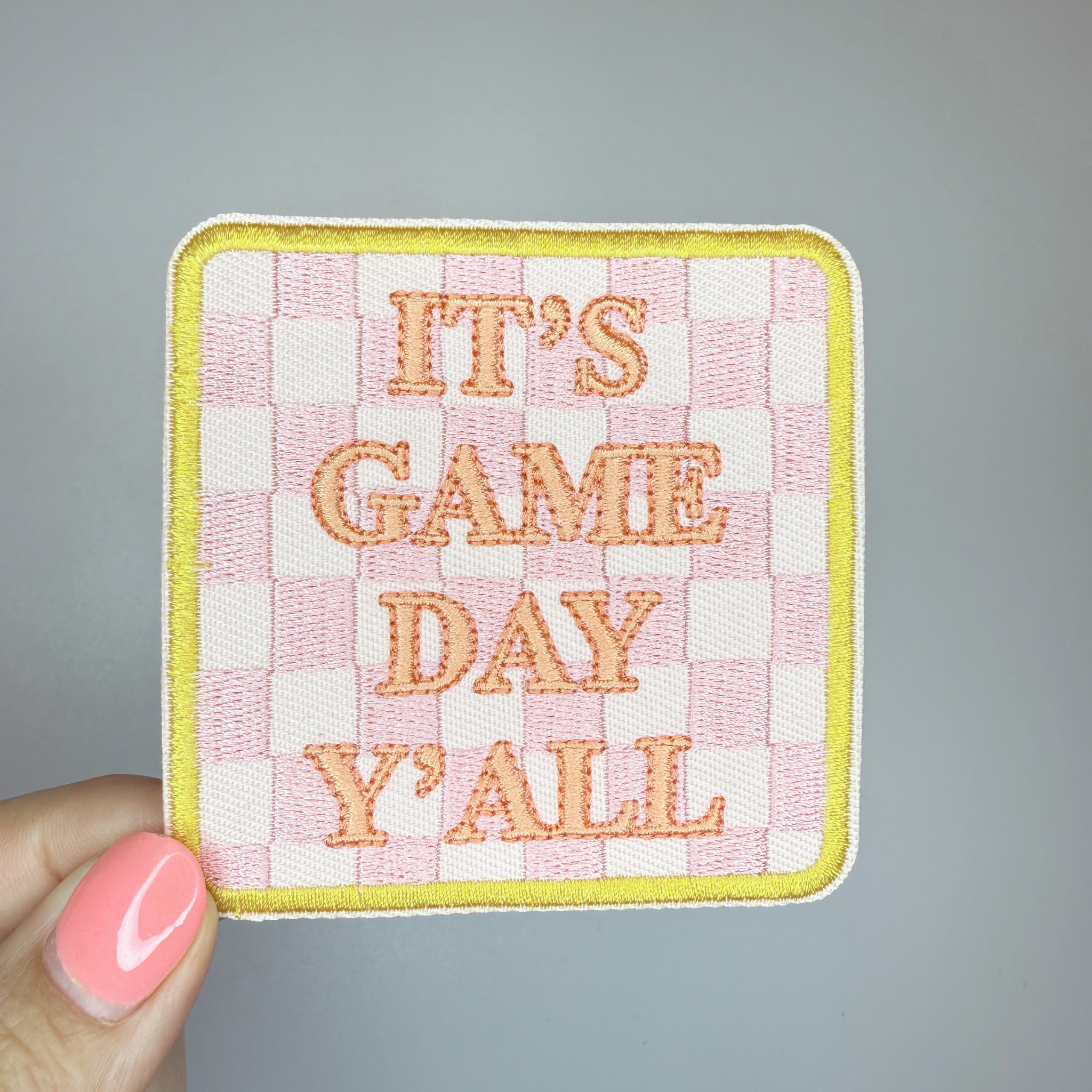 TEELUX – wholesale Patch – 3" GAME DAY w checkered detail -  Embroidered Hat Patch2
