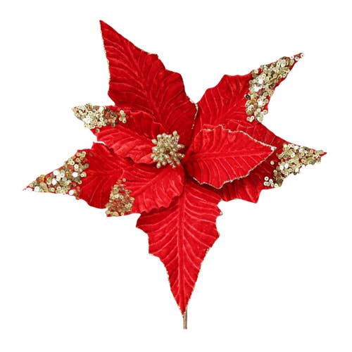 rood Decoratieve kerstbloem 58 x 37 cm voor groothandel op Faire0