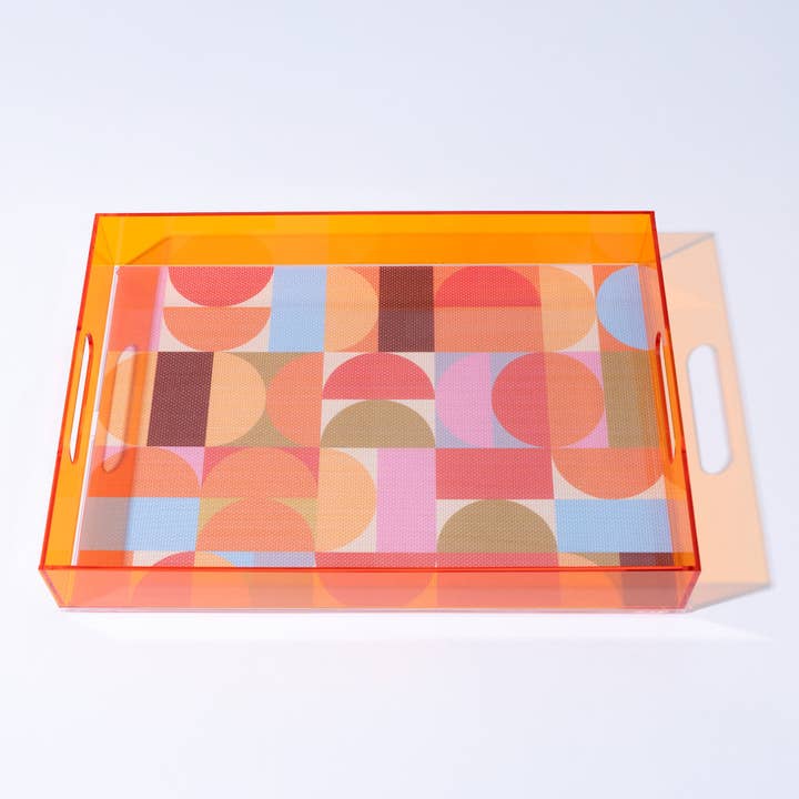 Levitate Acrylic Artwork+Serving Tray-17" x 12" x 2.75"-Orange for wholesale by hide+seek SUPPLY CO