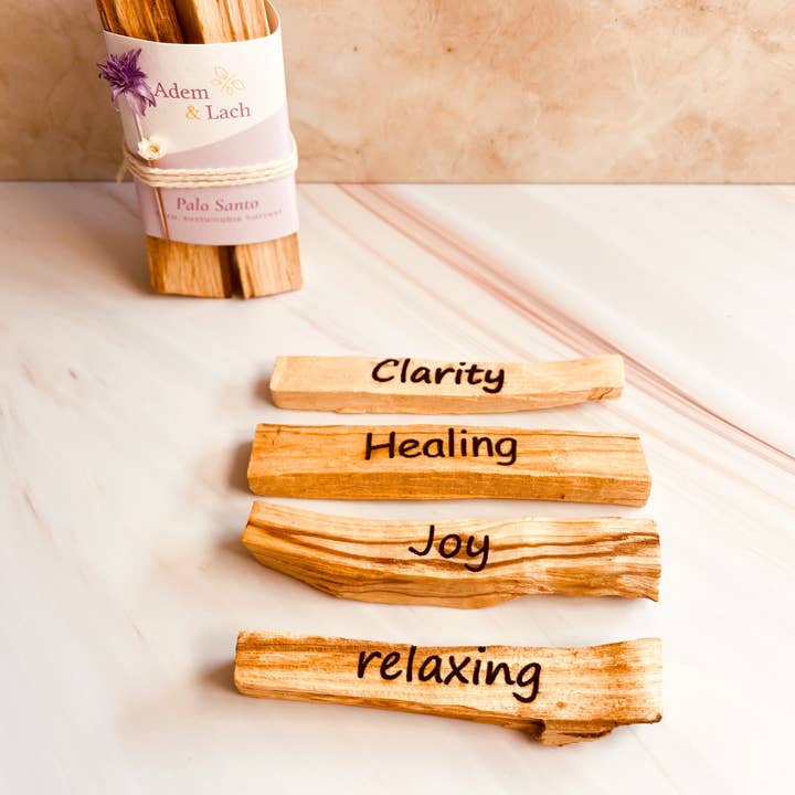 Adem & Lach - Wholesale Spiritual Stone/Crystal - Palo Santo with text: feelings (4pcs)1