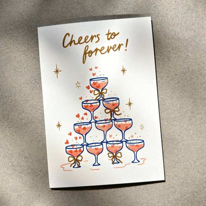 Lauren Sissons Studio - Wholesale Wedding card - Cheers to Forever card - Champagne Wedding Engagement Love1