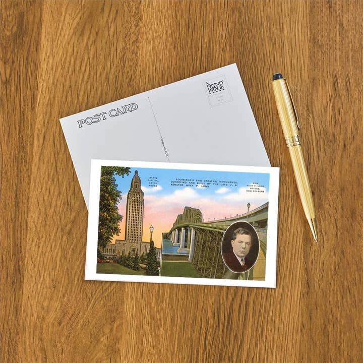 Found Image Press - Vendita all'ingrosso Cartoline - Cartolina LU-224 Campidoglio e Ponte, Baton Rouge