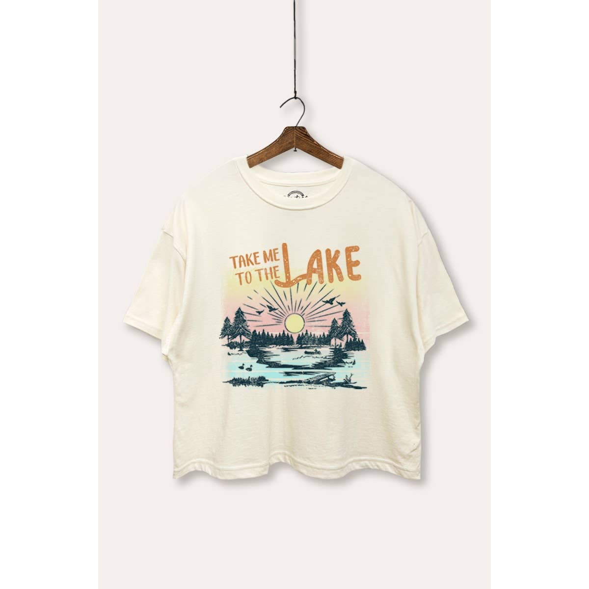 PINK NABI - Wholesale T-Shirt (Graphic) - Women's - TAKE ME TO THE LAKE GRAPHIC BOXY COTTON CROP TOP2