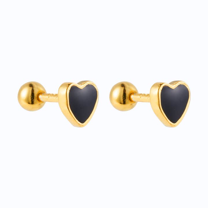 Onyx Love Stud - 925 Sterling Silver - Hypoallergenic for wholesale by Lillys Amsterdam