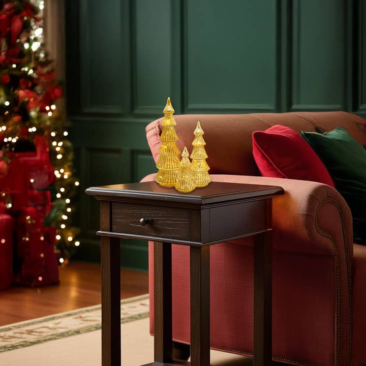 LumaBase - Wholesale Christmas Decoration - Battery-Operated Gold Trees - Set of 33