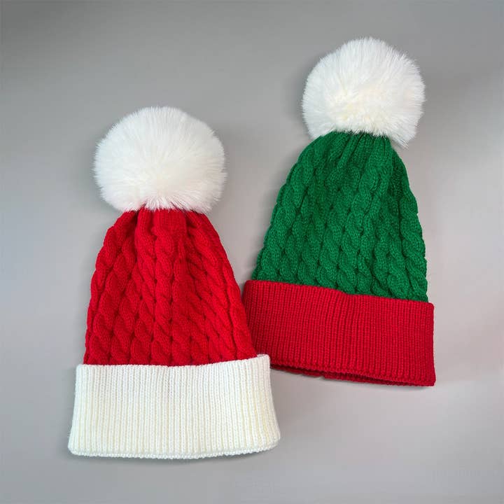NINEXIS - Vente Bonnet – femme - CWAH0749_Bonnet de Noël tricoté en forme de cloche de Noël avec torsade5