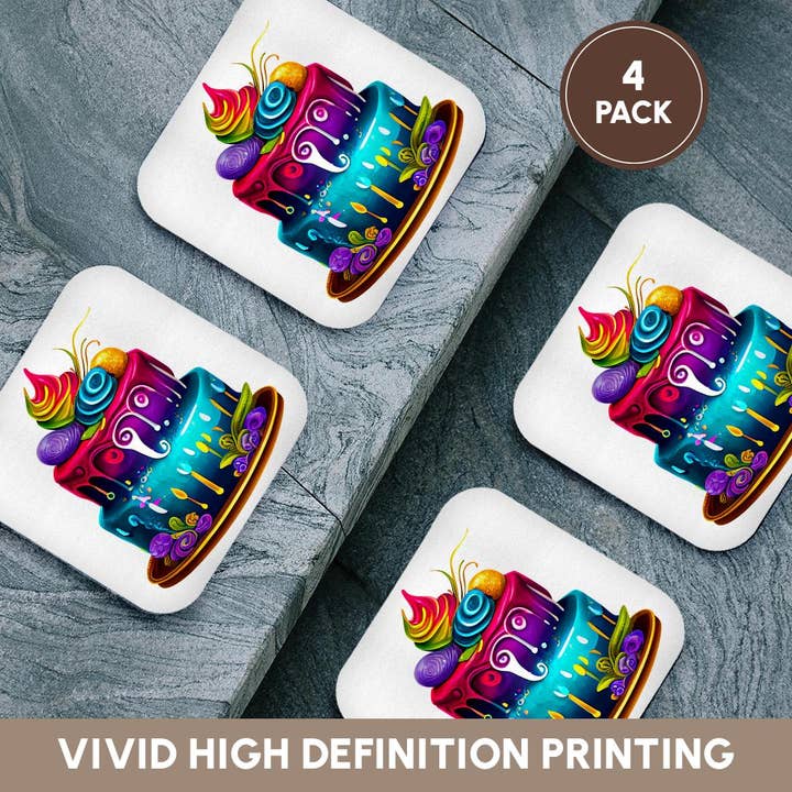 3dRose - Wholesale Coasters - 3dRose, Colorful and Fun Two Layer Cake Illustration, Coaster12