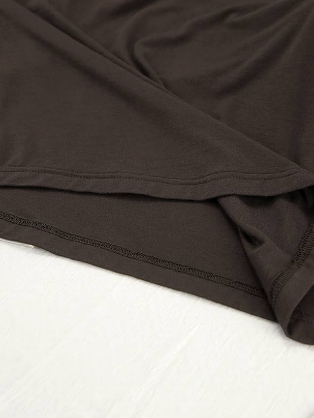 Brown Crewneck Stretch Knit T-Shirt Trousers Pajamas Set for wholesale on Faire3