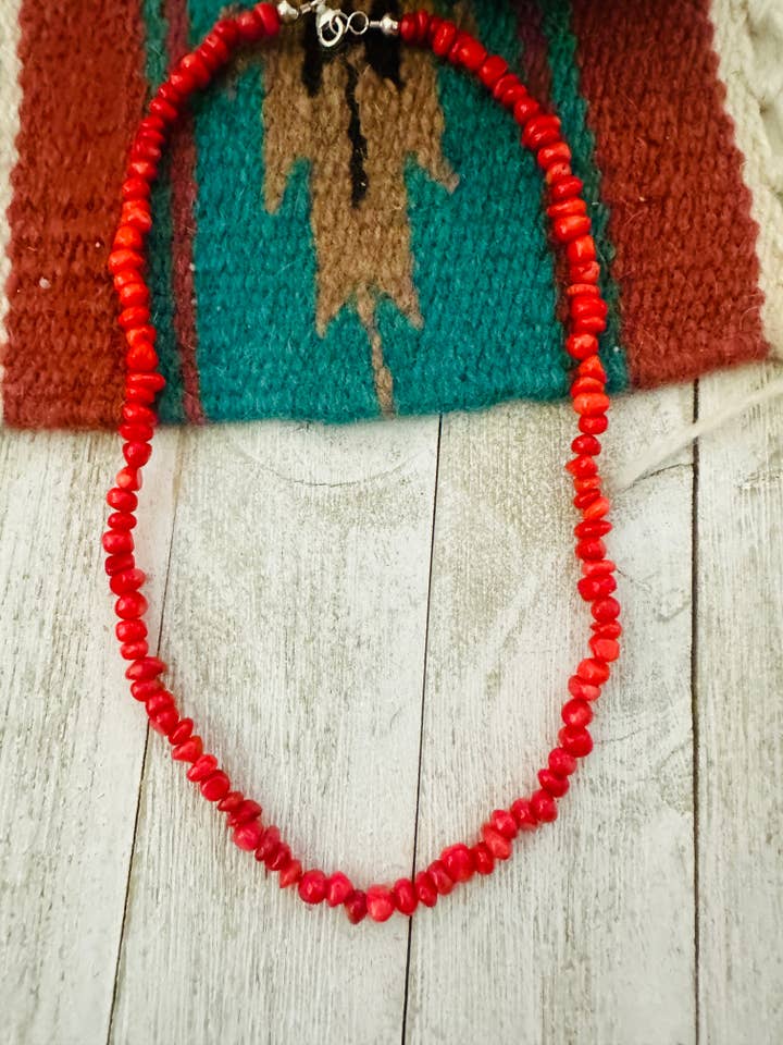 Navajo Apple Coral Beaded Necklace for wholesale by Nizhonitradersllc