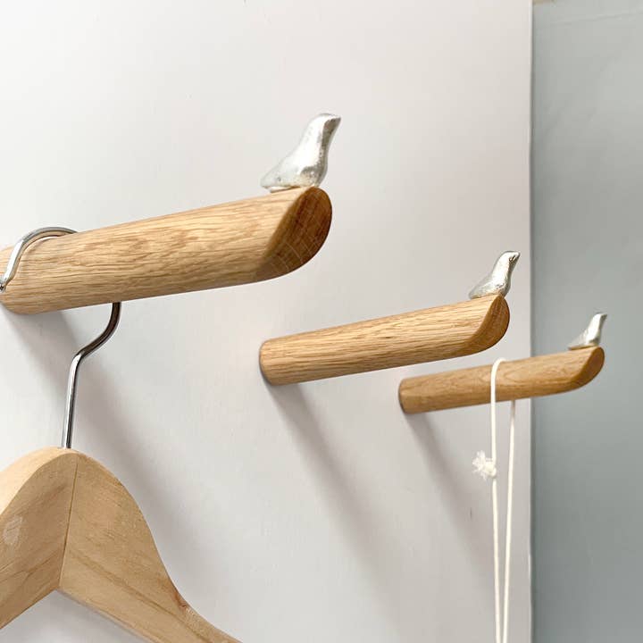 Formpoet - Wholesale Wall Hook - Bird - Coat Hook made of Oak Wood and Tin 130mm3