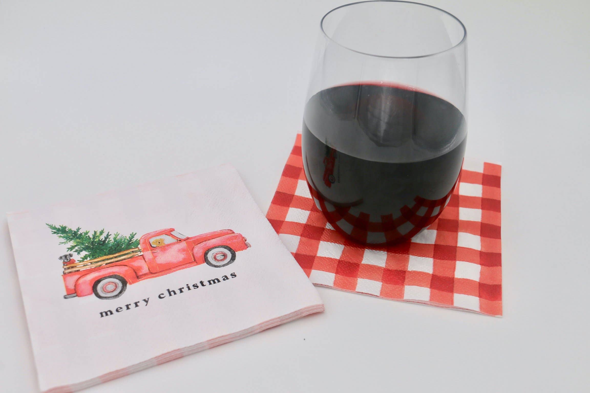 soiree-sisters - Wholesale Disposable Napkin - Christmas Cocktail Napkins | Merry Christmas Truck - 20ct4
