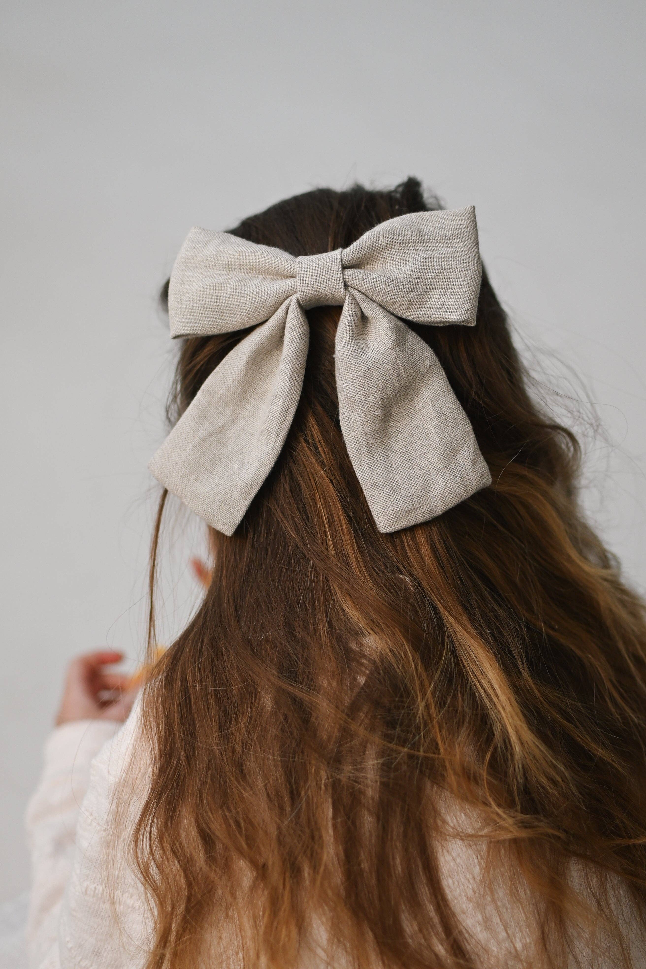 Lanika Atelier, Nika Korošec s.p. - Venta al por mayor Lazo para el pelo - Mujer - Grandes lazos de lino 100 % para el cabello, para niñas y mujeres5