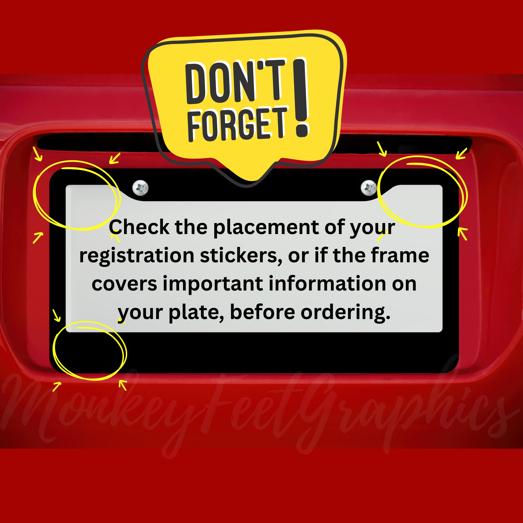 MonkeyFeetGraphics - Wholesale Car Decorative Charm - Unisex - Custom Car License Plate Frame Black Plastic or Aluminum Truck Car Van Décor Vehicle Accessories Auto Parts2
