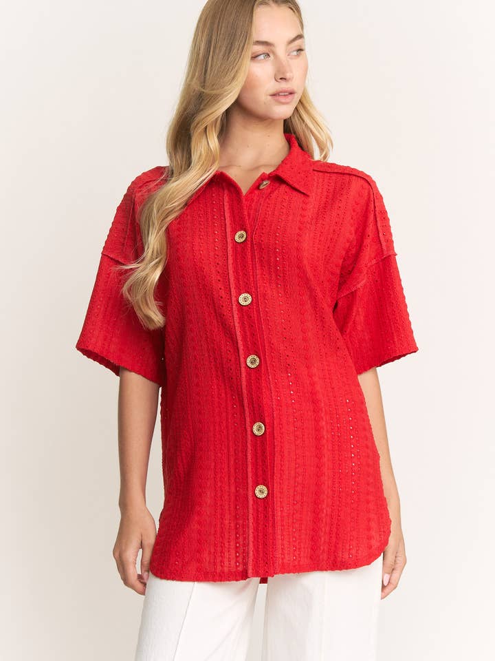 ET8040-10 OVERHEMD MET KNOOPSLUITING EN KRAAG VAN GEWEVEN OOGJESSTOF voor wholesale door HEIMISH