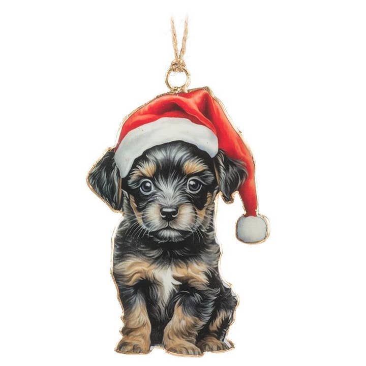 Puppy with Santa Hat Ornament for wholesale by Abbott