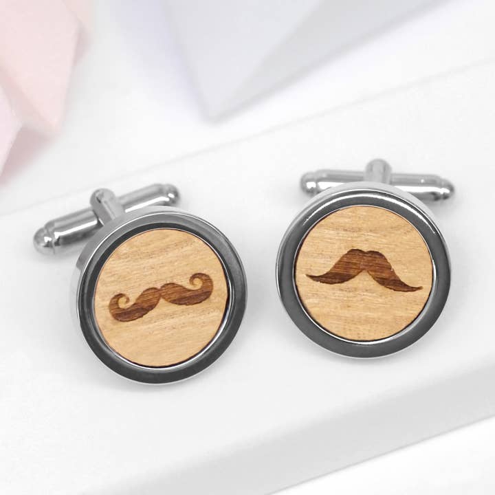 Moustache Bezel Cufflinks for wholesale by Joanna Emily
