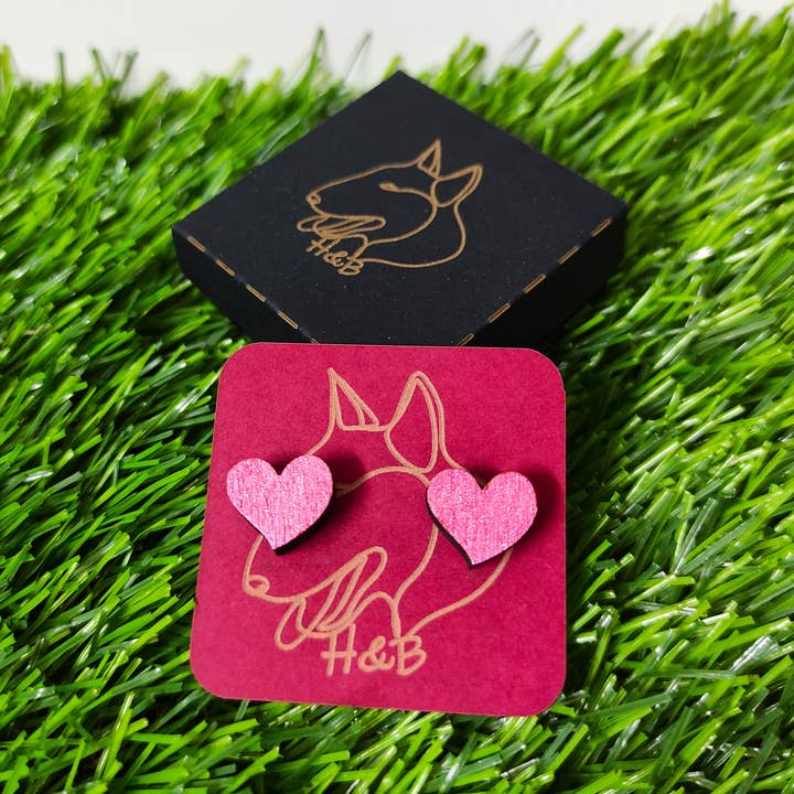 Wooden Colorful Heart Earrings, Handmade Jewel for wholesale by Herbs&Belles