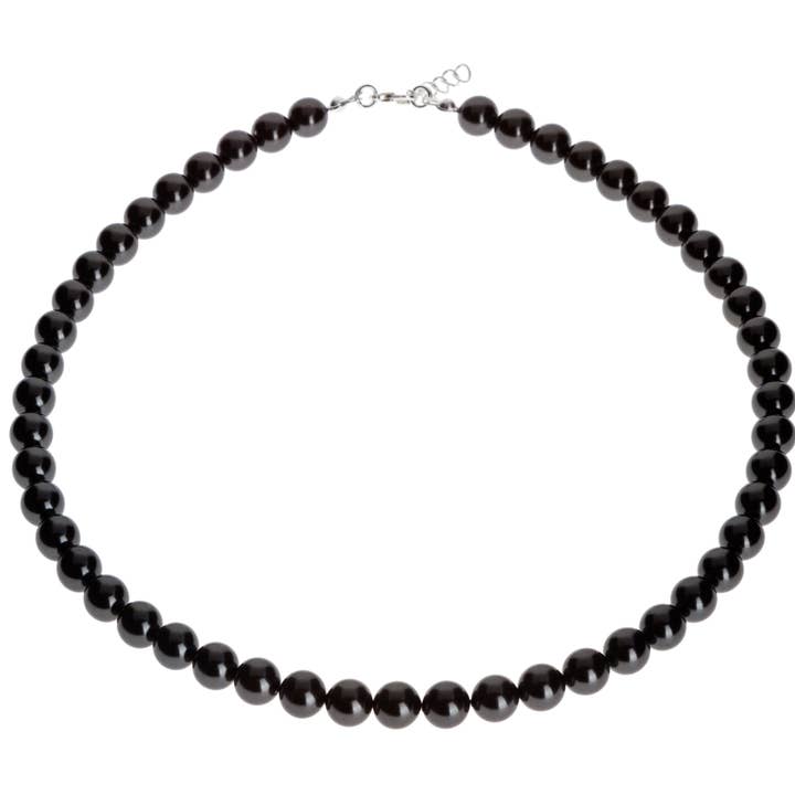 BLACK PEARL NECKLACE SILVER PLATED for wholesale by Destellos Mediterranean Jewels