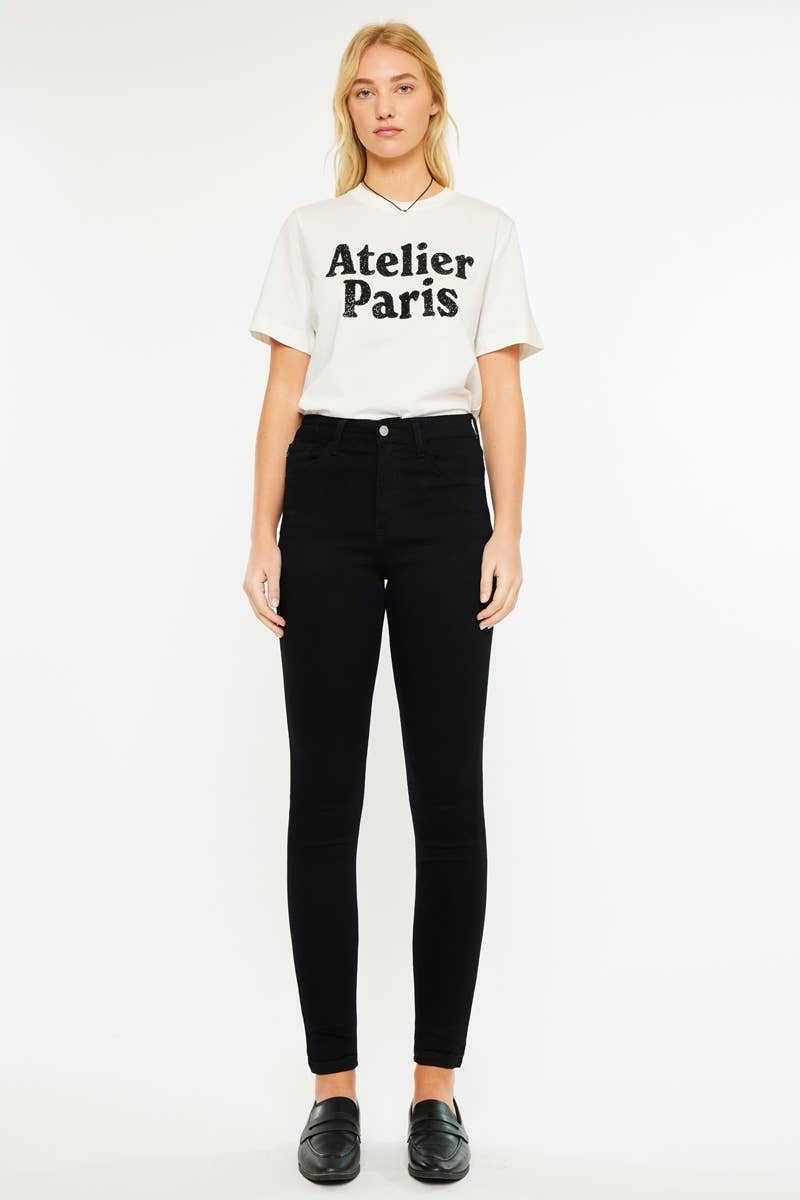 NOIR OUVRIR APCK JEANS SUPER SKINNY TAILLE HAUTE-KC11253BK en vente sur Faire5