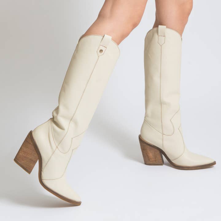 Macao western cowboy boots ivory leather women's shoes for wholesale on Faire4