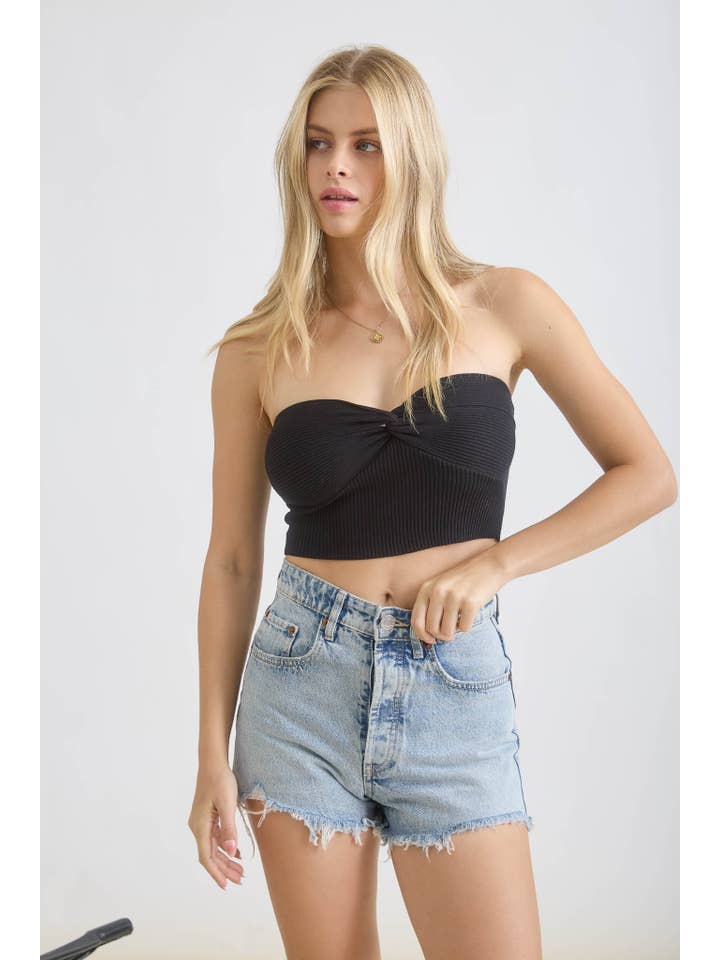 The Workshop Studio - Wholesale Knit Top - Women's - STRAPLESS TWIST FRONT KNIT CROP TOP (PRE-ORDER)11