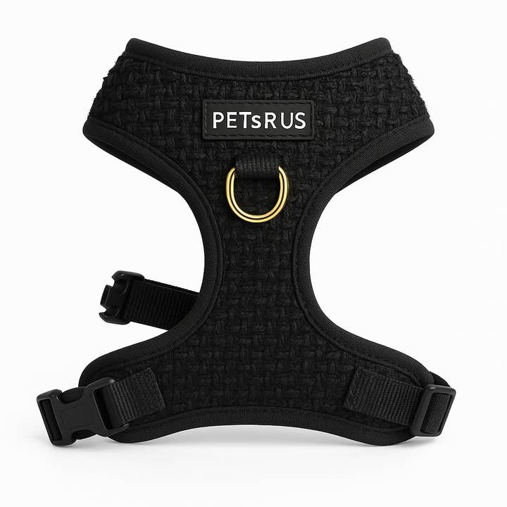 Tweed Adjustable No Pull Dog Harness, Boucle Black for wholesale by PETsRUS