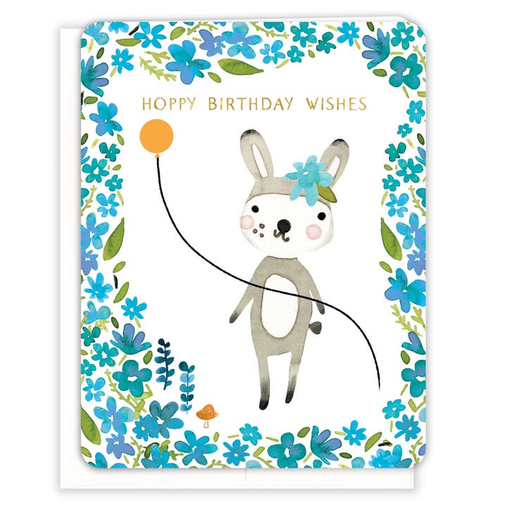 Hoppy Bunny Birthday Card for wholesale by Paper Loop | Hand-Painted Greeting Cards