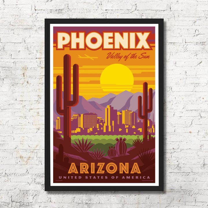 Phoenix Skyline Art Print wanddecoratie cadeau voor wholesale door Red Robot Design & Illustration