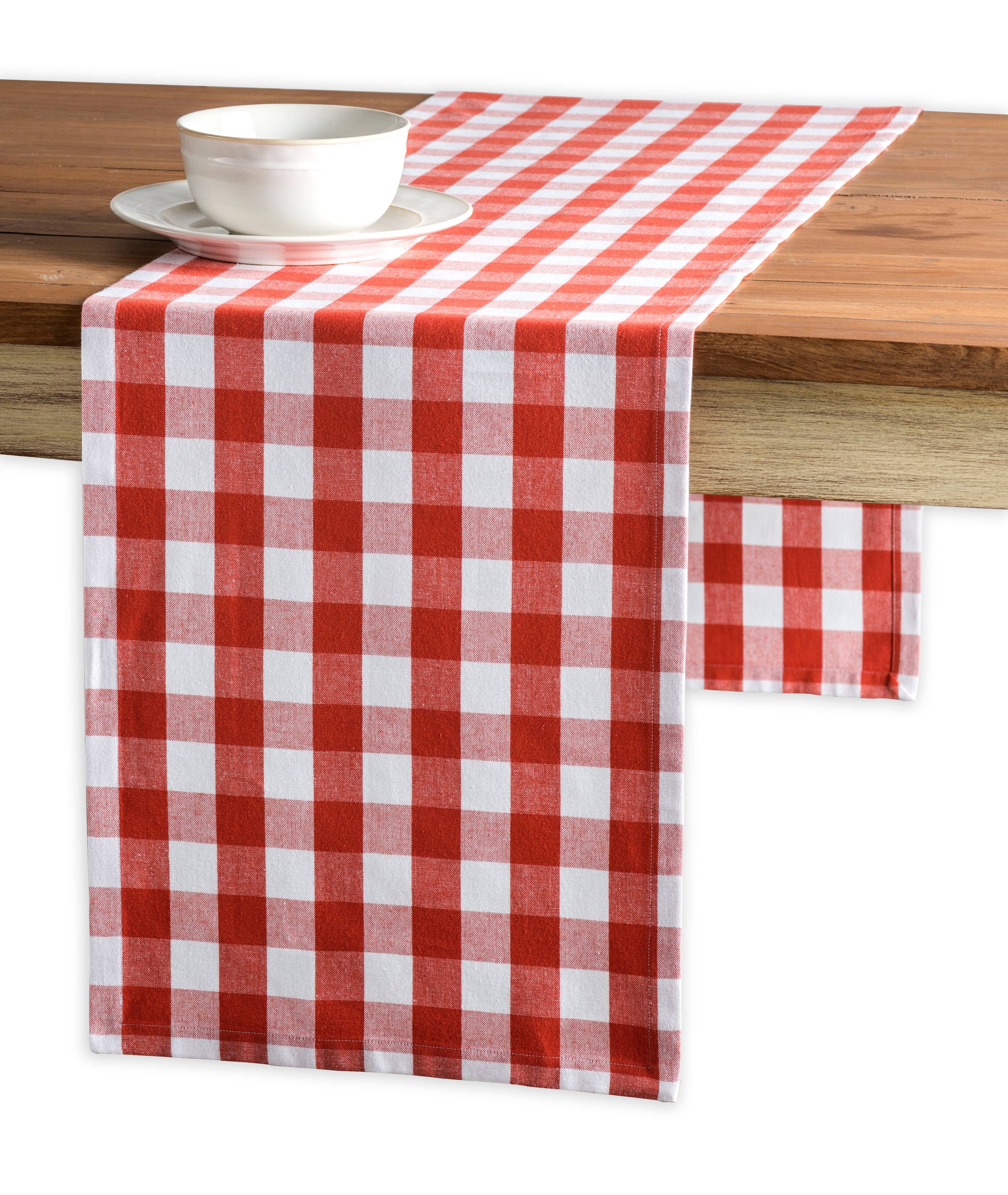 MDH - Yarn Dyed Checks - Wholesale Table Runner - Table Runner - Single Layer - Burnt Ochere Rosmalen0