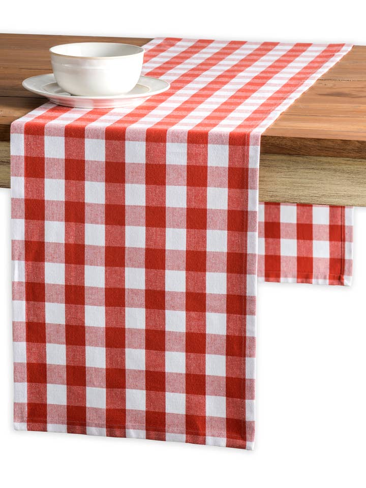 Table Runner - Single Layer - Burnt Ochere Rosmalen for wholesale by MDH - Yarn Dyed Checks