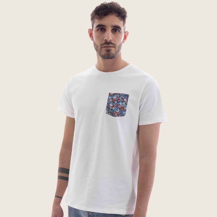 FLOWERBED - MEN'S WHITE LIBERTY POCKET T-SHIRT for wholesale by VivalaVidaofficial Official