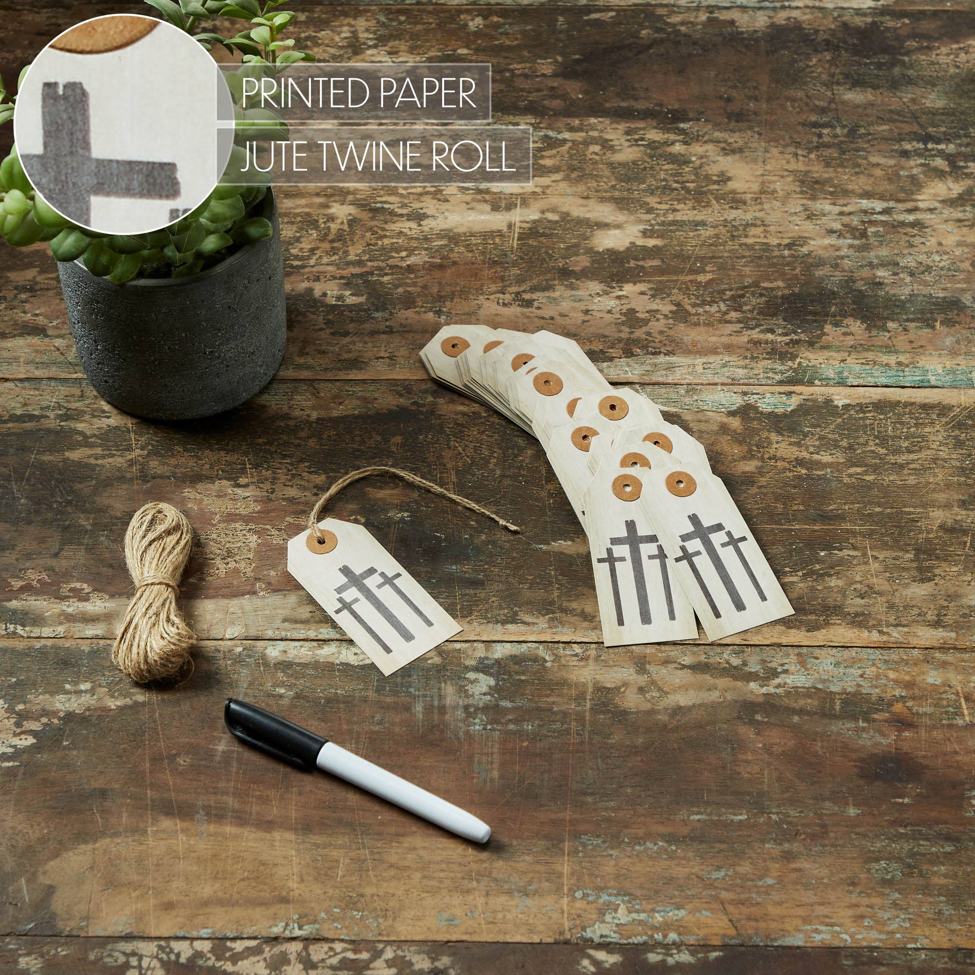 VHC Brands - Wholesale Gift Tag Label - Celebrate Grace Crosses Paper Tag 3.75x1.75 w/ Twine Set of 504