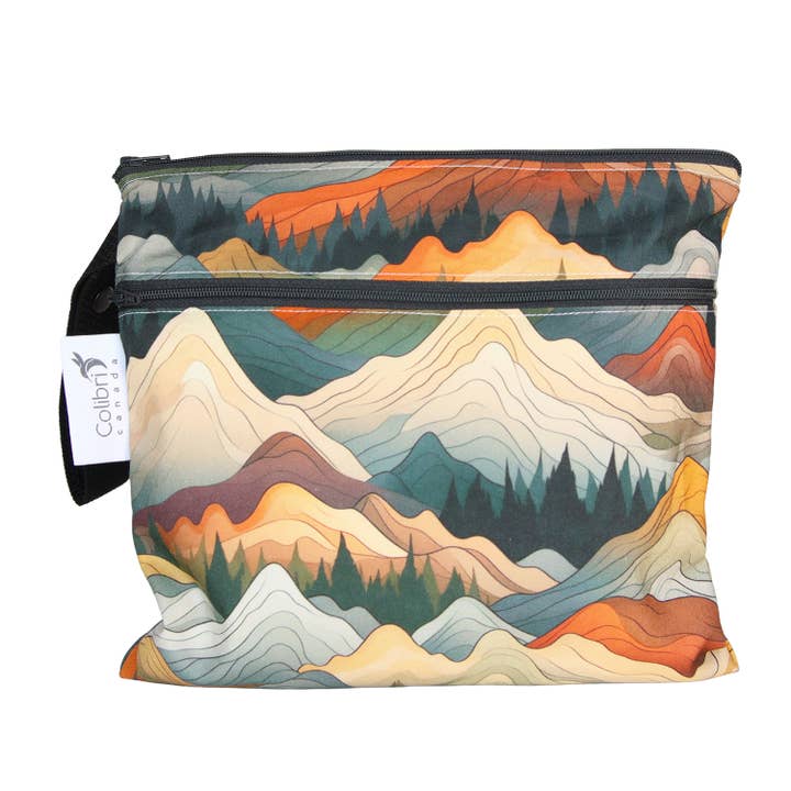 Mountains Small Double Duty Wet Bag for wholesale by Colibri Canada