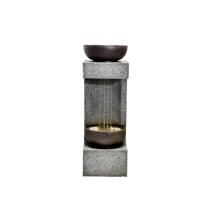 Hi-Line Gift Ltd. - Wholesale Outdoor Ornament/Decor - 34" H Rainfall Fountain with Bowl On Top with LEDS1