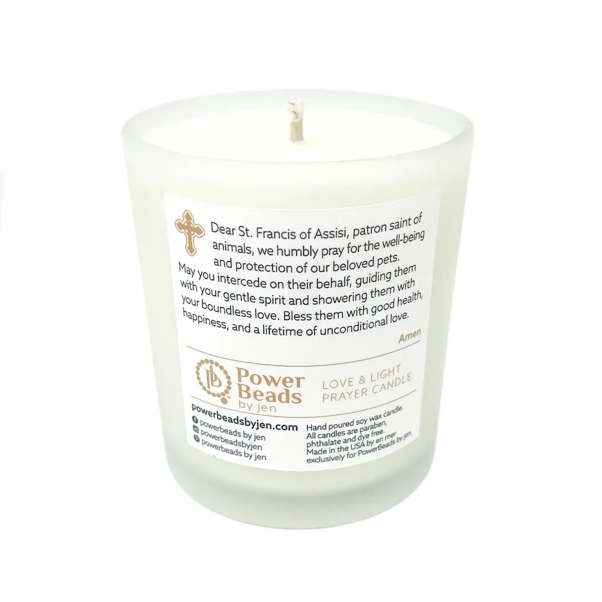 PowerBeads by jen - Wholesale Jar/Filled Candle - Love & Light Prayer Candle - St. Francis of Assisi1