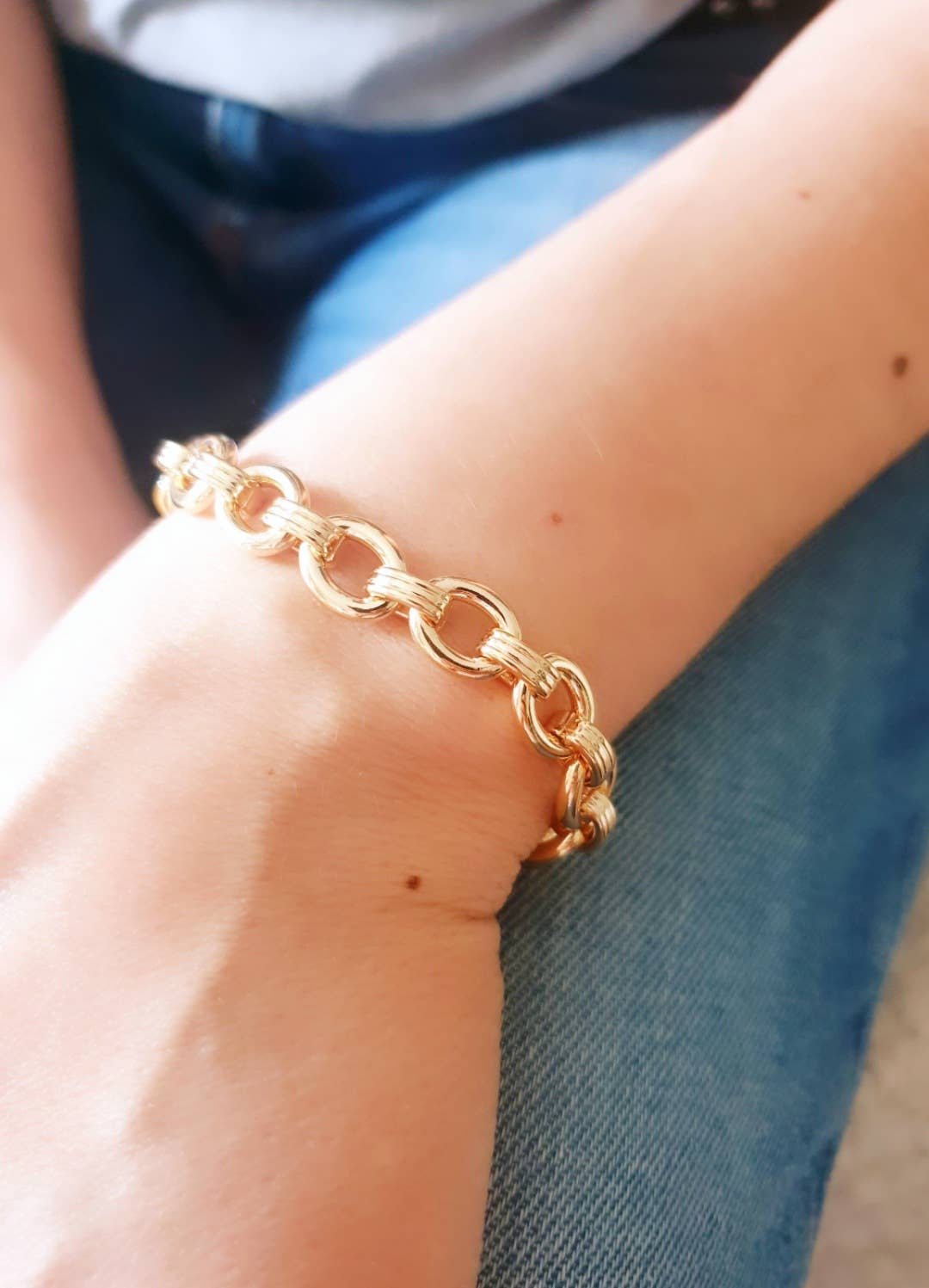 SIUKA - Wholesale Link & Chain Bracelet - Gold-plated bracelet with oval links1