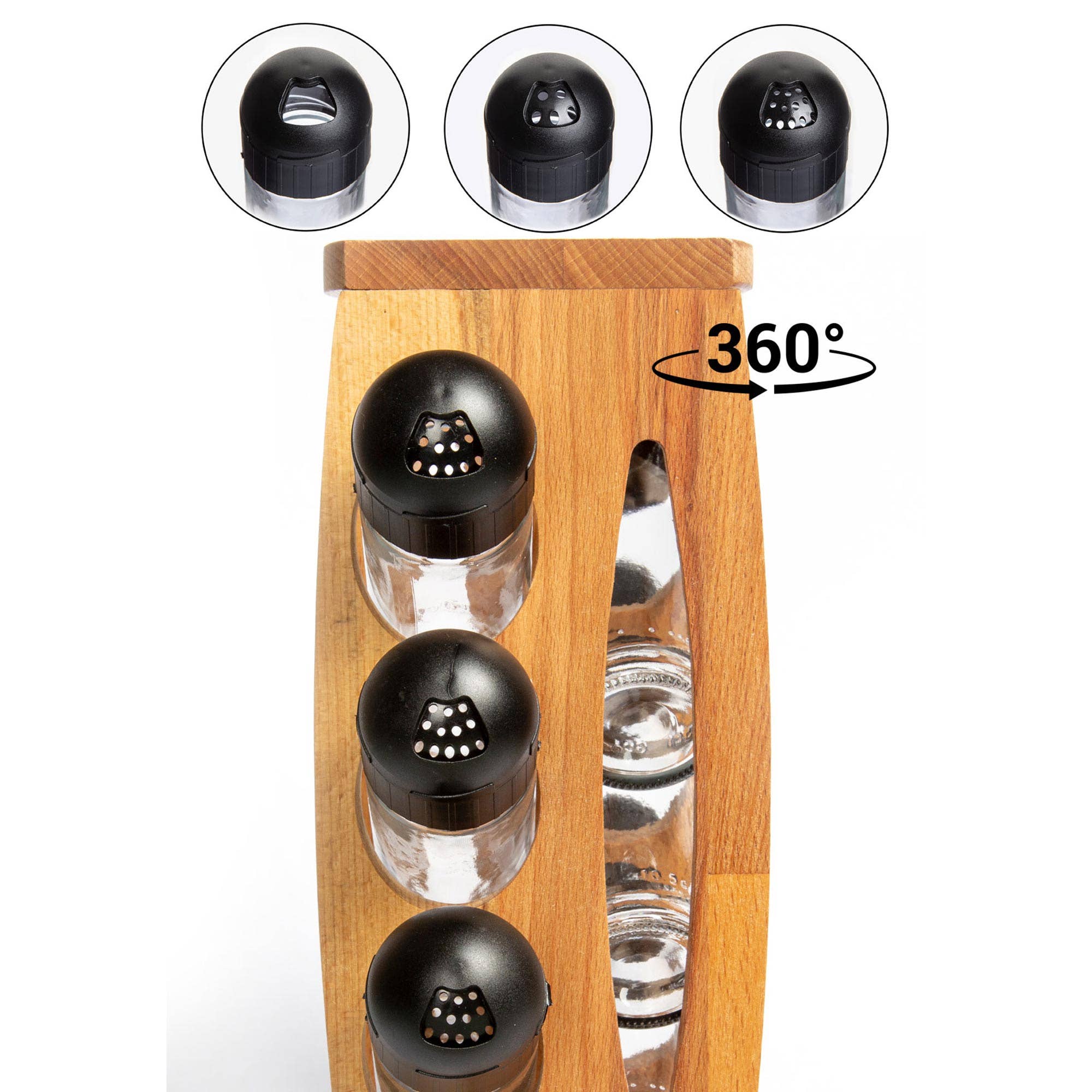 Joy Kitchen - Vendita all'ingrosso Portaspezie - Draaibaar houten kruidenrek | glazen kruidenrek | keukenrek3