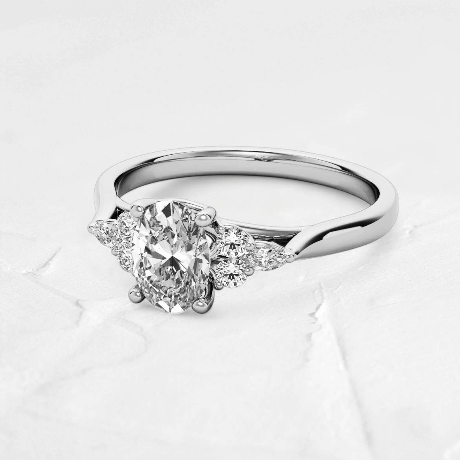 GEMPARA - Vente Bagues de fiançailles - Bague de fiançailles en treillis avec moissanite ovale en argent 9252