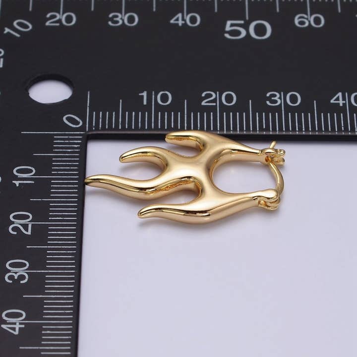 Aim Eternal - Wholesale Dangle Earrings - 16K Gold Filled Flaming Fire Abstract Band French Lock Latch Earrings in Gold & Silver | AE576 AE5333