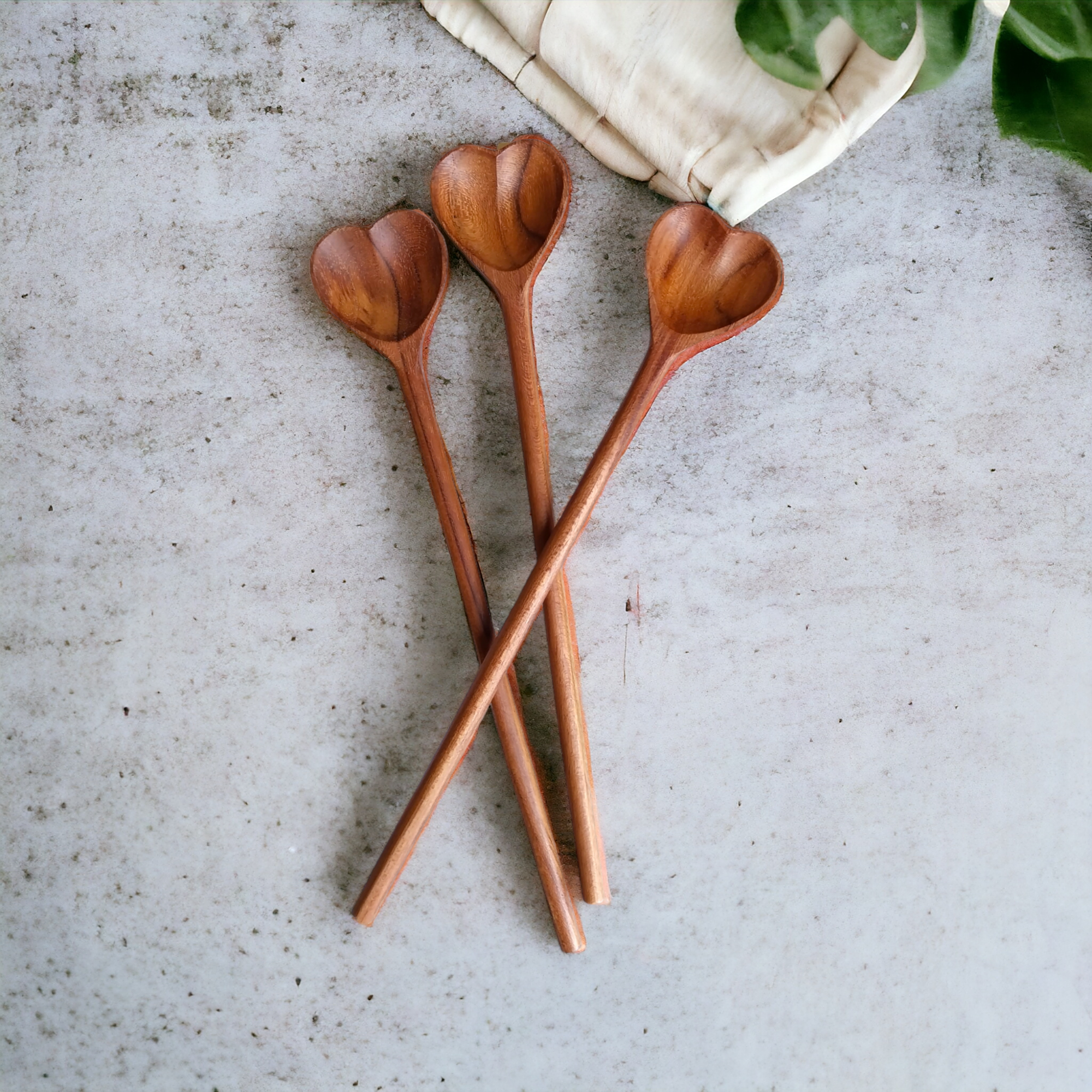 The Artisan and Company - Wholesale Serving Utensil - Mini Teak Wood Heart Spoon1