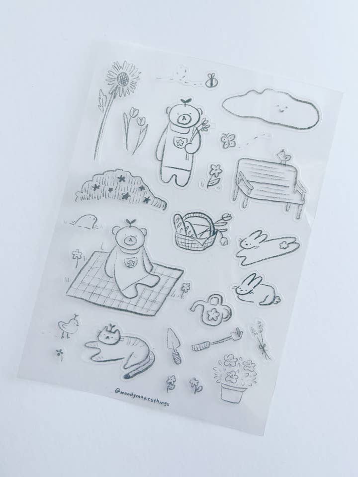 Folha Autocolante Clear Scribbly Deco - Garden Woody por atacado de woodymakesthings