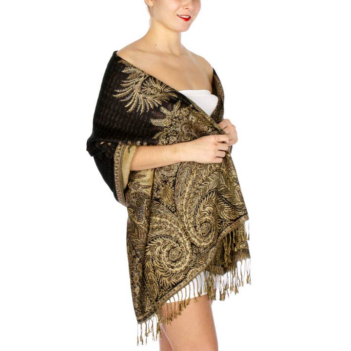 SERENITA - Wholesale Scarf - Women's - Big Paisley Pashmina Scarf Paisley Reversible Shawl Wraps