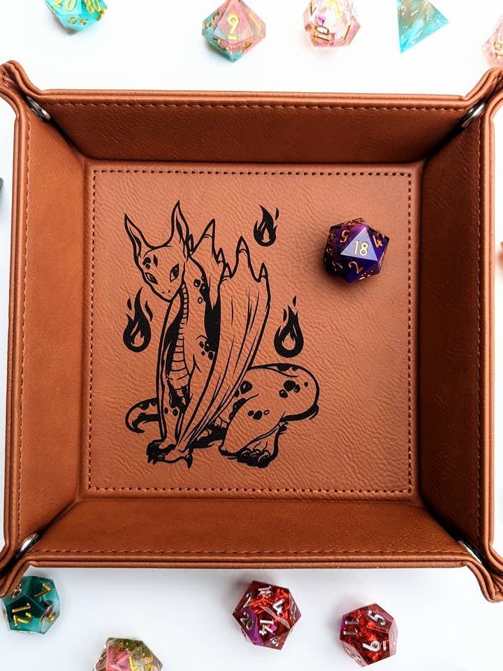 Wyrmling undrar - Vegan läder tärning rullande bricka för wholesale av Emberglow Gaming